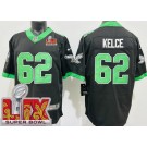 Men's Philadelphia Eagles #62 Jason Kelce Limited Black Alternate Super Bowl LIX Vapor Jersey