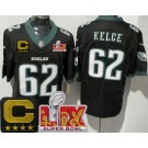 Men's Philadelphia Eagles #62 Jason Kelce Limited Black C Patch Super Bowl LIX FUSE Vapor Jersey
