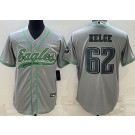 Men's Philadelphia Eagles #62 Jason Kelce Limited Gray Baseball Jersey