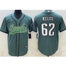 Men's Philadelphia Eagles #62 Jason Kelce Limited Green Baseball Jersey