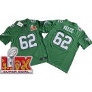 Men's Philadelphia Eagles #62 Jason Kelce Limited Kelly Green Super Bowl LIX FUSE Vapor Jersey