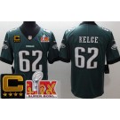 Men's Philadelphia Eagles #62 Jason Kelce Limited Midnight Green C Patch Super Bowl LIX Vapor Jersey