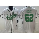 Men's Philadelphia Eagles #62 Jason Kelce Limited White 2023 Baseball Jersey
