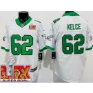 Men's Philadelphia Eagles #62 Jason Kelce Limited White Alternate Super Bowl LIX Vapor Jersey