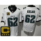 Men's Philadelphia Eagles #62 Jason Kelce Limited White C Patch FUSE Vapor Jersey