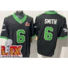 Men's Philadelphia Eagles #6 DeVonta Smith Limited Black Alternate Super Bowl LIX FUSE Vapor Jersey