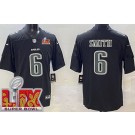Men's Philadelphia Eagles #6 DeVonta Smith Limited Black Fashion Super Bowl LIX Vapor Jersey
