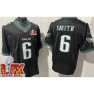 Men's Philadelphia Eagles #6 DeVonta Smith Limited Black Super Bowl LIX FUSE Vapor Jersey