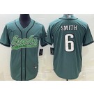 Men's Philadelphia Eagles #6 DeVonta Smith Limited Green Baseball Jersey