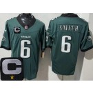 Men's Philadelphia Eagles #6 DeVonta Smith Limited Midnight Green C Patch FUSE Vapor Jersey