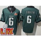 Men's Philadelphia Eagles #6 DeVonta Smith Limited Midnight Green Super Bowl LIX FUSE Vapor Jersey