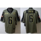 Men's Philadelphia Eagles #6 DeVonta Smith Limited Olive 2021 Salute To Service Jersey