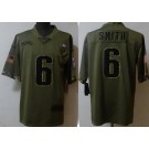 Men's Philadelphia Eagles #6 DeVonta Smith Limited Olive 2022 Salute To Service Jersey