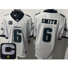 Men's Philadelphia Eagles #6 DeVonta Smith Limited White C Patch FUSE Vapor Jersey