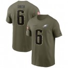Men's Philadelphia Eagles #6 DeVonta Smith Olive 2022 Salute To Service T Shirt