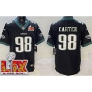Men's Philadelphia Eagles #98 Jalen Carter Limited Black Super Bowl LIX Vapor Jersey