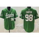 Men's Philadelphia Eagles #98 Jalen Carter Limited Kelly Green Fashion Baseball Jersey