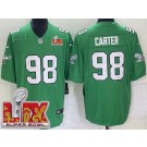 Men's Philadelphia Eagles #98 Jalen Carter Limited Kelly Green Super Bowl LIX Vapor Jersey