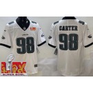 Men's Philadelphia Eagles #98 Jalen Carter Limited White Super Bowl LIX Vapor Jersey