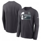 Men's Philadelphia Eagles Anthracite Super Bowl LIX Champions Locker Room Trophy Collection Long Sleeve T Shirt