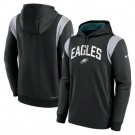 Men's Philadelphia Eagles Black Gray Sideline Athletic Stack Performance Pullover Hoodie