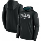 Men's Philadelphia Eagles Black Sideline Athletic Stack Performance Pullover Hoodie