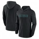 Men's Philadelphia Eagles Black Sideline Hoodie Performance Long Sleeve T Shirt