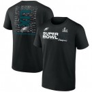 Men's Philadelphia Eagles Black Super Bowl LIX Champions Roster Autograph Signing T Shirt