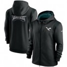 Men's Philadelphia Eagles Black Zipper Pullover Hoodie 8016