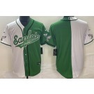 Men's Philadelphia Eagles Blank Green White Split Baseball Jersey