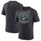 Men's Philadelphia Eagles Charcoal 2024 NFC Champions Right Side Draw Tri Blend T Shirt