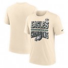 Men's Philadelphia Eagles Cream Super Bowl LIX Champions One Temptation Tri Blend T Shirt