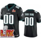 Men's Philadelphia Eagles Customized Limited Black Super Bowl LIX FUSE Vapor Jersey