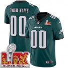 Men's Philadelphia Eagles Customized Limited Green Super Bowl LIX Vapor Jersey