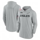 Men's Philadelphia Eagles Gray 2024 Salute to Service Lightweight Performance Long Sleeve Hooded T Shirt