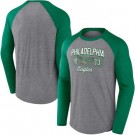 Men's Philadelphia Eagles Gray Tri Blend Raglan Athletic Long Sleeve T Shirt