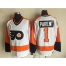 Men's Philadelphia Flyers #1 Bernie Parent White Throwback Jersey