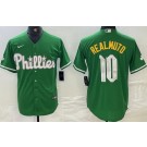 Men's Philadelphia Phillies #10 JT Realmuto Kelly Green Celtic Cool Base Jersey