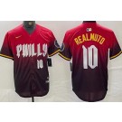 Men's Philadelphia Phillies #10 JT Realmuto Red 2024 City Player Number Cool Base Jersey
