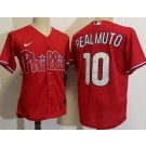 Men's Philadelphia Phillies #10 JT Realmuto Red Cool Base Jersey