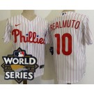 Men's Philadelphia Phillies #10 JT Realmuto White 2022 World Series Cool Base Jersey