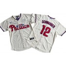 Men's Philadelphia Phillies #12 Kyle Schwarber Cream Cool Base Jersey