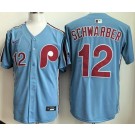Men's Philadelphia Phillies #12 Kyle Schwarber Light Blue Cool Base Jersey