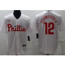 Men's Philadelphia Phillies #12 Kyle Schwarber White Cool Base Jersey