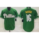 Men's Philadelphia Phillies #16 Brandon Marsh Kelly Green Celtic Cool Base Jersey
