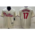 Men's Philadelphia Phillies #17 Rhys Hoskins Cream Cool Base Jersey