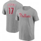 Men's Philadelphia Phillies #17 Rhys Hoskins Gray Printed T Shirt 112500