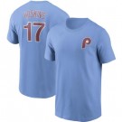 Men's Philadelphia Phillies #17 Rhys Hoskins Light Blue Printed T Shirt 112468