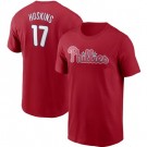 Men's Philadelphia Phillies #17 Rhys Hoskins Red Printed T Shirt 112480