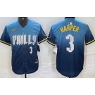 Men's Philadelphia Phillies #3 Bryce Harper Blue 2024 City Player Number Cool Base Jersey